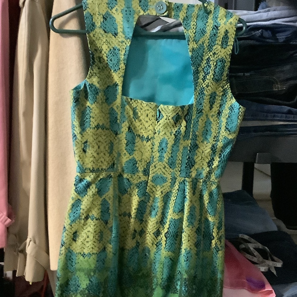 Muse Green and Yellow Patterned Mini Dress - Picture 5 of 6